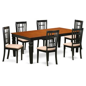 East West Furniture Logan 7-piece Wood Dining Set with Linen Seat in Cherry