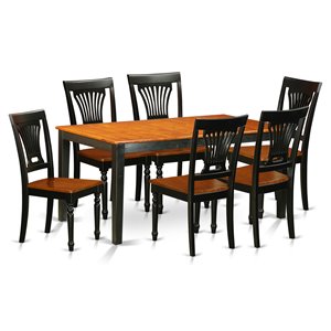 East West Furniture Nicoli 7-piece Kitchen Table and Chair Set in Black/Cherry