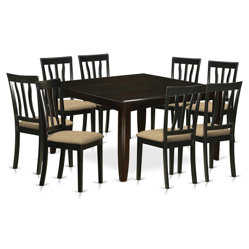 East West Furniture Parfait 7-piece Dining Set with Cushion Seat in Cappuccino