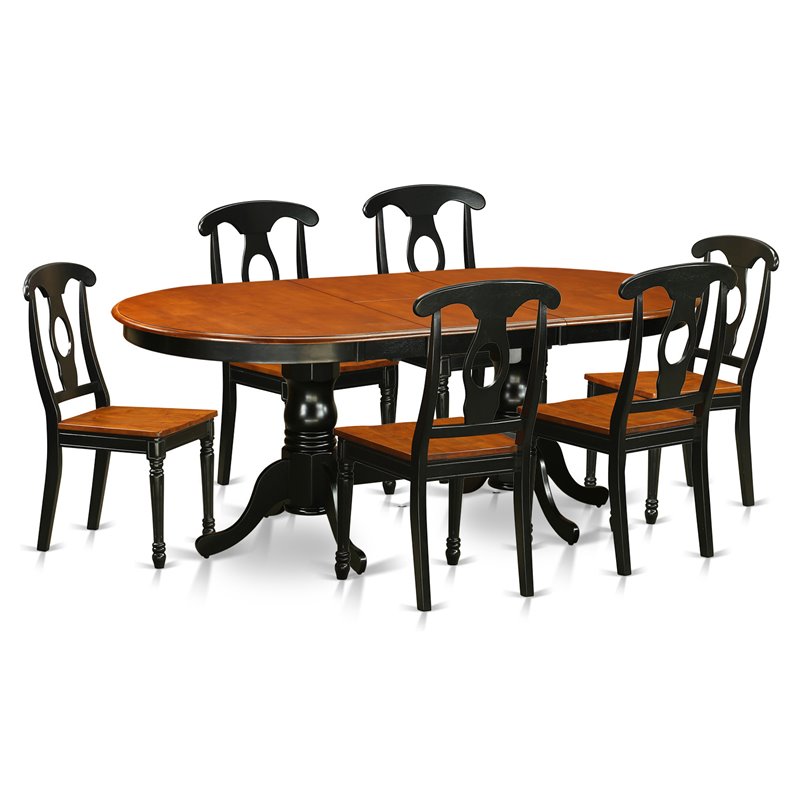 East West Furniture Plainville 7-piece Dining Table and Chair Set in Black