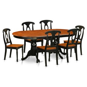 East West Furniture Plainville 7-piece Dining Table and Chair Set in Black