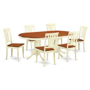 East West Furniture Plainville 7-piece Wood Dining Room Table Set in Cherry