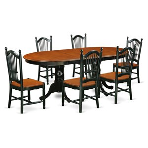 East West Furniture Plainville 7-piece Wood Dining Room Set in Black/Cherry