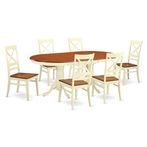 East West Furniture Plainville 7-piece Wood Table and Dining Chairs in Cherry