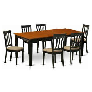 East West Furniture Quincy 7-piece Wood Dining Set in Black/Cherry