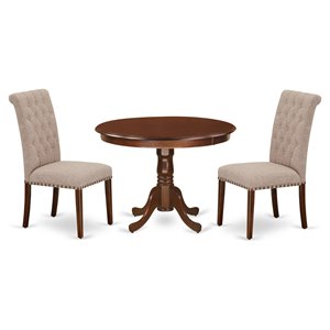 East West Furniture Hartland 3-piece Wood Dining Set in Mahogany/Light Fawn