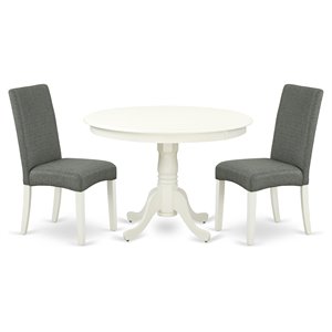East West Furniture Hartland 3-piece Wood Dining Set in Linen White/Gray