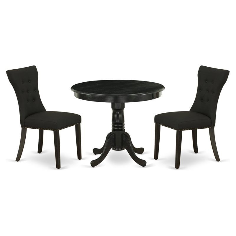 East West Furniture Antique 3-piece Wood Kitchen Set in Wire Brush Black