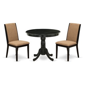 East West Furniture Antique 3-piece Wood Dining Set in Black/Light Sable
