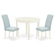 East West Furniture Boston 3-piece Wood Dining Set in Linen White/Baby Blue