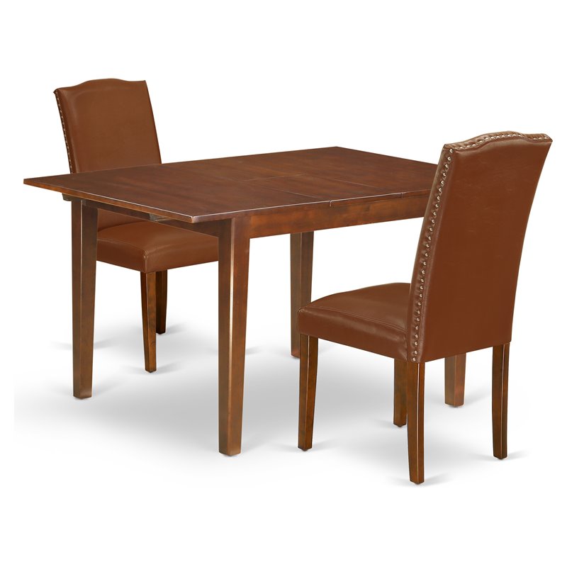 East West Furniture Milan 3-piece Wood Dining Set in Mahogany
