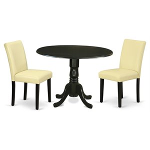 East West Furniture Dublin 3-piece Wood Dining Set in Black/Eggnog