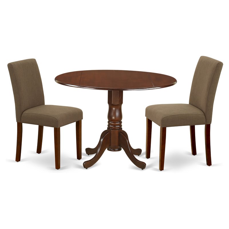 East West Furniture Dublin 3-piece Wood Dining Set in Mahogany/Coffee