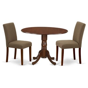 East West Furniture Dublin 3-piece Wood Dining Set in Mahogany/Coffee