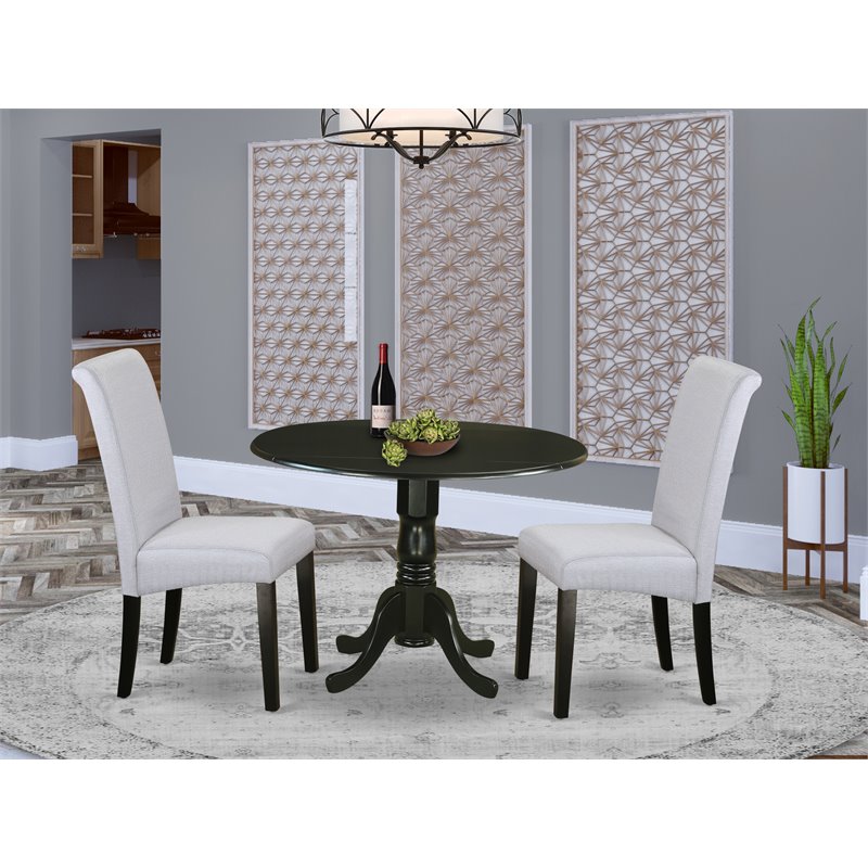 East West Furniture Dublin 3-piece Wood Dining Set in Black/Grayish Blue