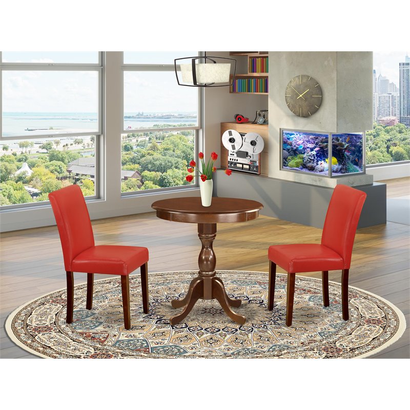 East West Furniture Eden 3-piece Wood Kitchen Set in Mahogany