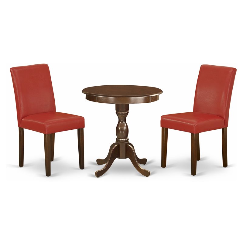 East West Furniture Eden 3-piece Wood Kitchen Set in Mahogany