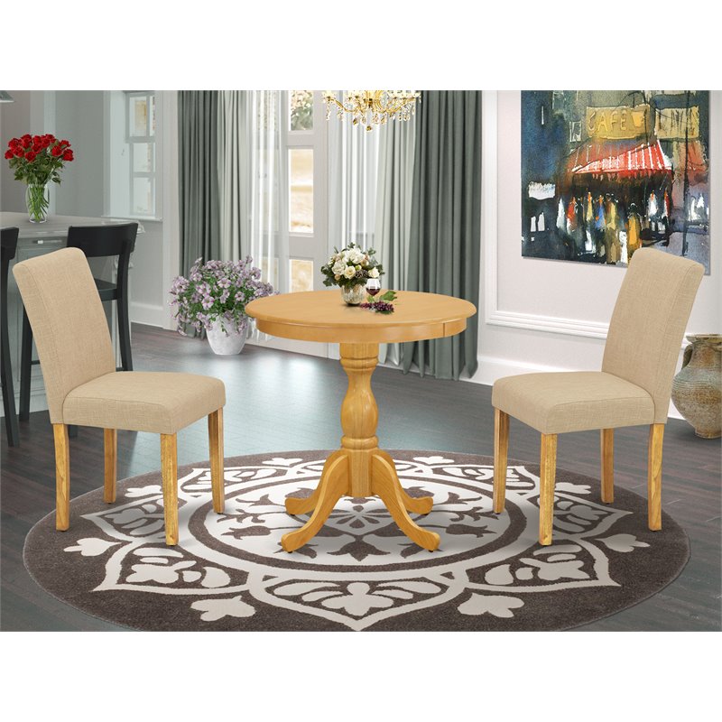 East West Furniture Eden 3-piece Traditional Wood Dining Set in Oak