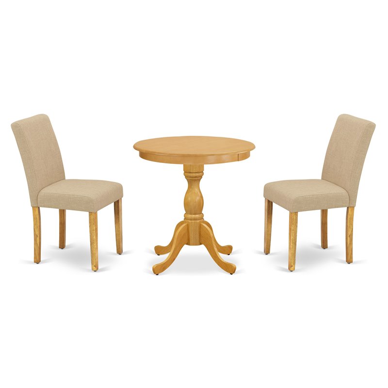 East West Furniture Eden 3-piece Traditional Wood Dining Set in Oak