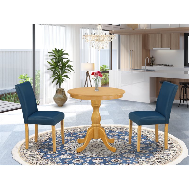 East West Furniture Eden 3-piece Traditional Wood Dining Table Set in Oak