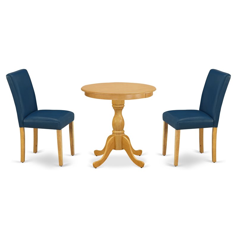 East West Furniture Eden 3-piece Traditional Wood Dining Table Set in Oak