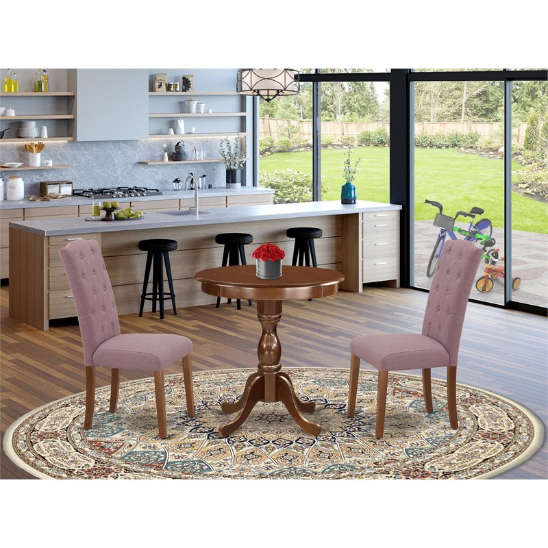 East West Furniture Eden 3-piece Wood Dinette Room Set in Mahogany