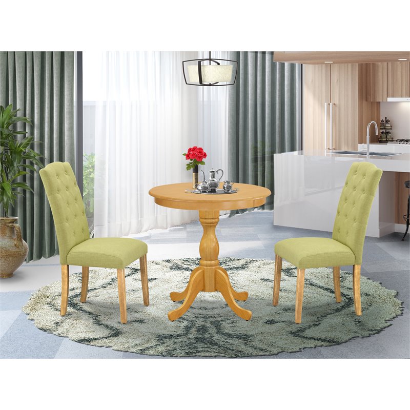 East West Furniture Eden 3-piece Traditional Wood Dining Room Table Set in Oak