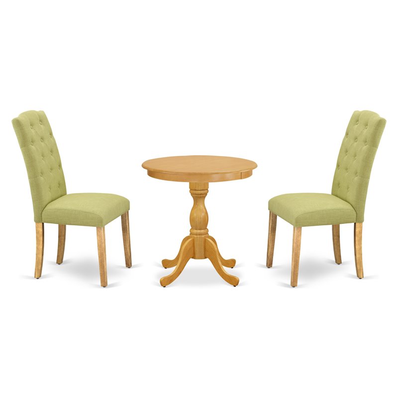 East West Furniture Eden 3-piece Traditional Wood Dining Room Table Set in Oak