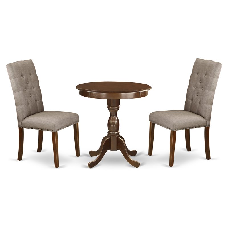 East West Furniture Eden 3-piece Wood Dining Table and Chair Set in Mahogany