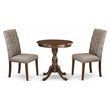 East West Furniture Eden 3-piece Wood Dining Table and Chair Set in Mahogany