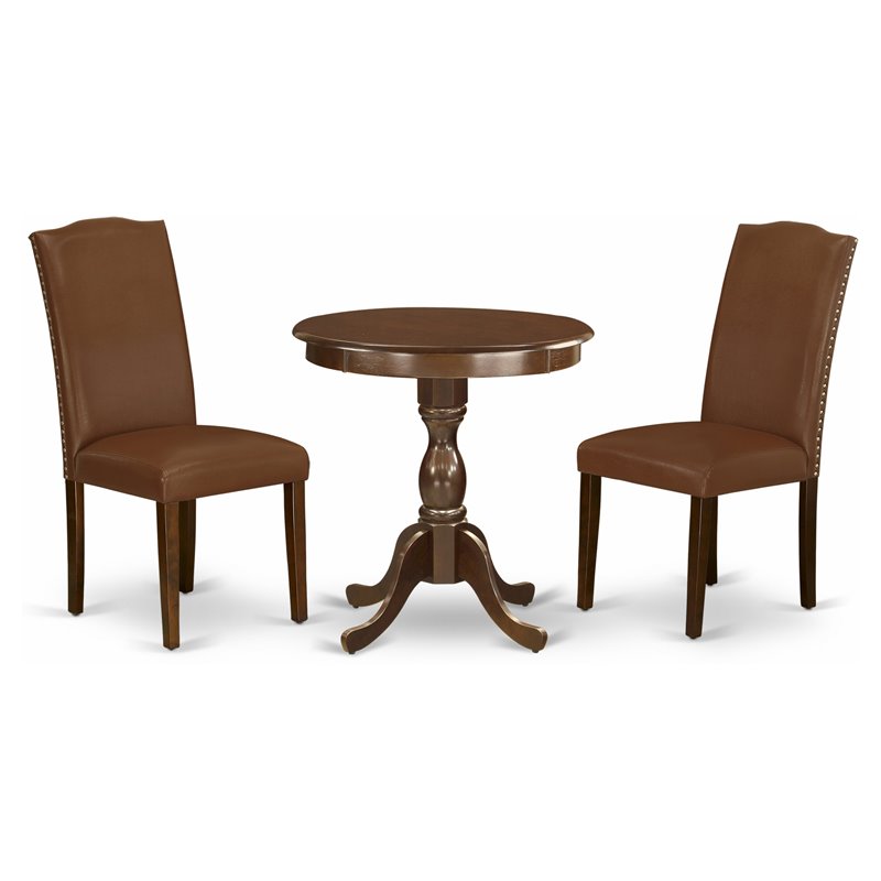 East West Furniture Eden 3-piece Wood Table and Dining Chair Set in Mahogany