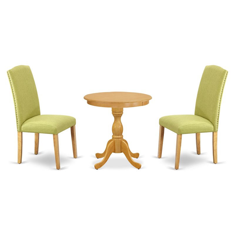 East West Furniture Eden 3-piece Wood Dining Table and Chair Set in Oak
