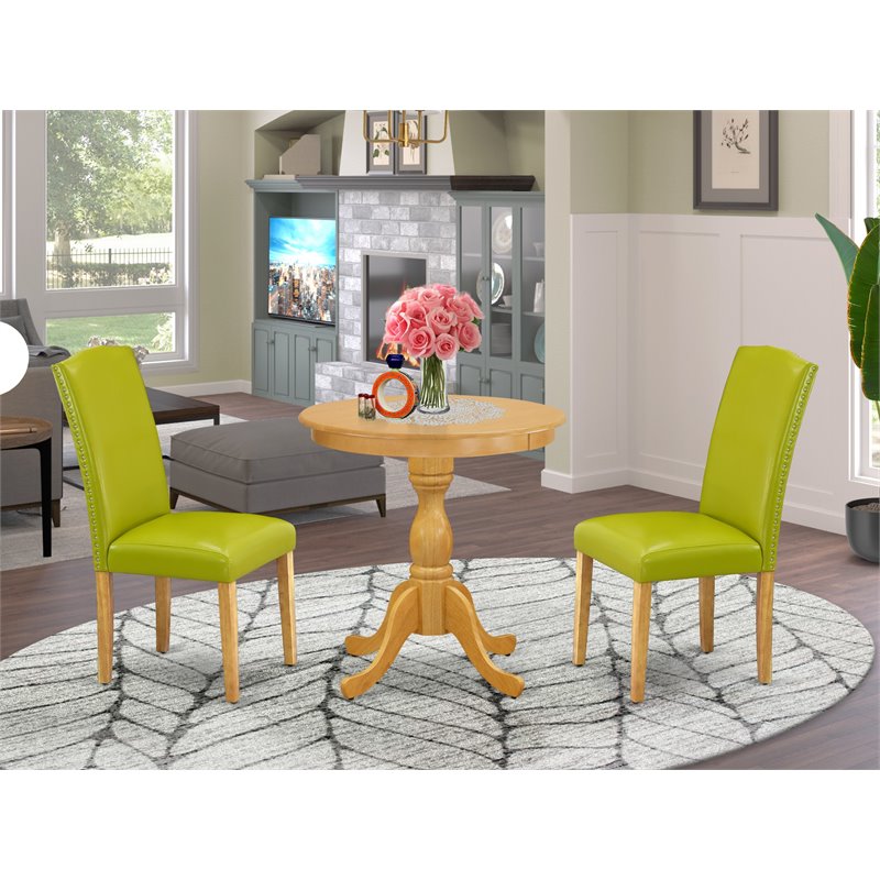East West Furniture Eden 3-piece Traditional Wood Dining Table and Chairs in Oak