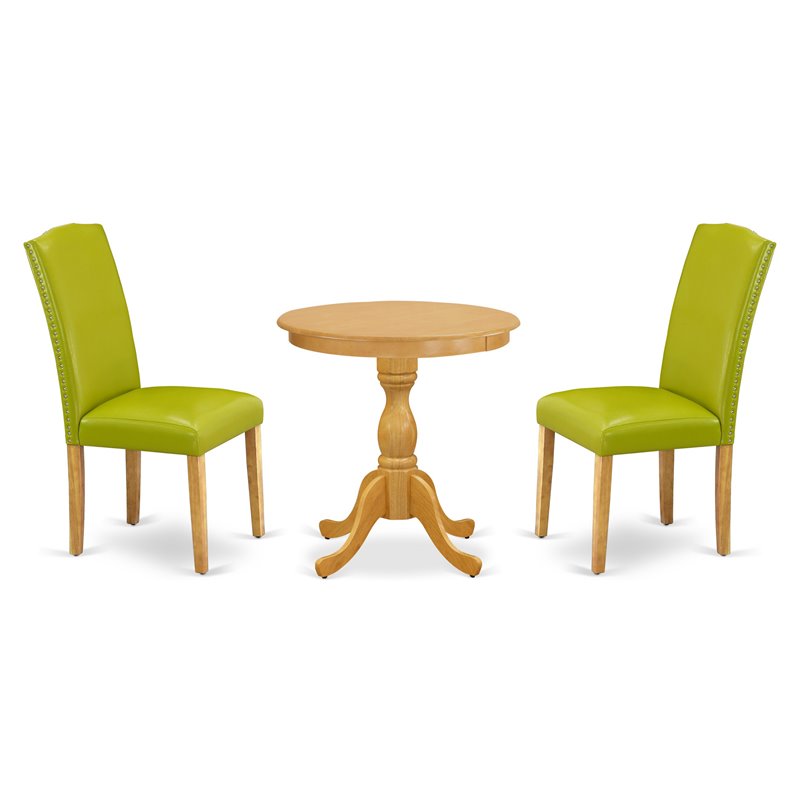 East West Furniture Eden 3-piece Traditional Wood Dining Table and Chairs in Oak
