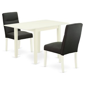 East West Furniture Norden 3-Piece Wood Dining Set in White/Dark Gotham Gray
