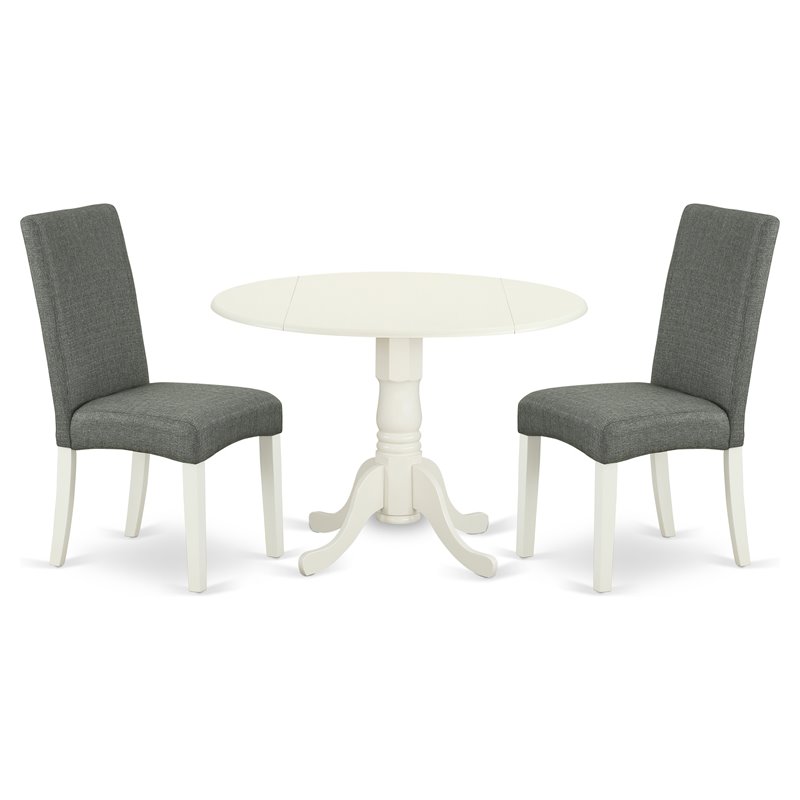 East West Furniture Dublin 3-piece Wood Dining Set in Linen White/Gray