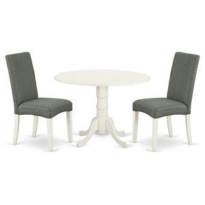 East West Furniture Dublin 3-piece Wood Dining Set in Linen White/Gray