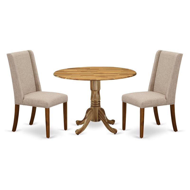 East West Furniture Dublin 3-piece Wood Dining Table Set in Natural