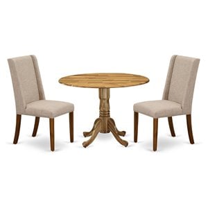 East West Furniture Dublin 3-piece Wood Dining Table Set in Natural