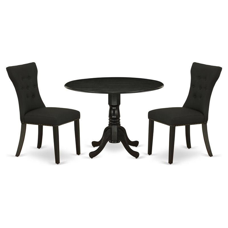 East West Furniture Dublin 3-piece Wood Dining Table and Chair Set in Black