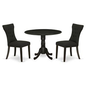 East West Furniture Dublin 3-piece Wood Dining Table and Chair Set in Black