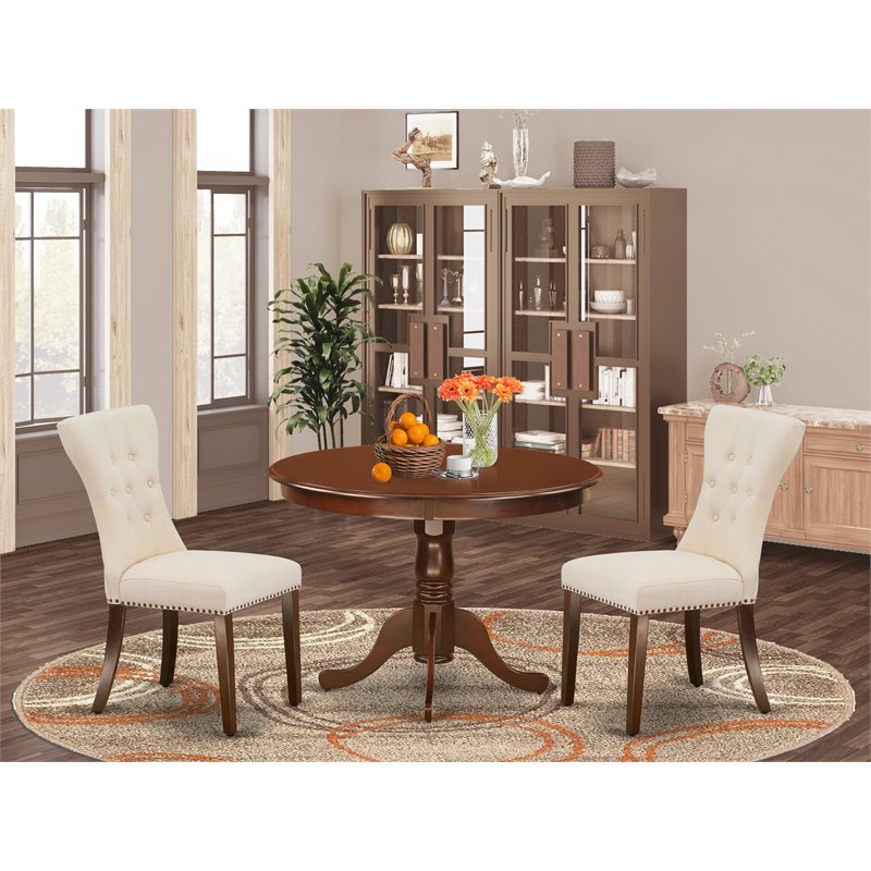 East West Furniture Hartland 3-piece Wood Dining Room Set in Mahogany