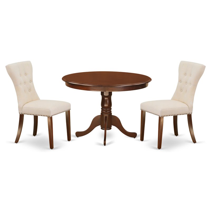 East West Furniture Hartland 3-piece Wood Dining Room Set in Mahogany