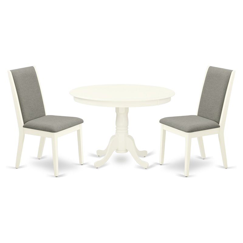 East West Furniture Hartland 3-piece Wood Dining Set in Linen White/Shitake