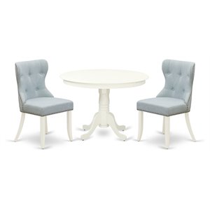 East West Furniture Hartland 3-piece Wood Dining Room Set in Linen White