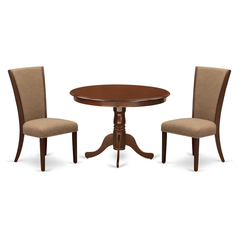 East West Furniture Hartland 3-piece Dining Table Set in Mahogany/Light Sable