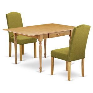 East West Furniture Monza 3-Piece Wood Dining Set in Oak/Light Pickle