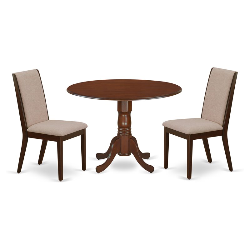 East West Furniture Dublin 3-piece Wood Dining Set in Mahogany/Light Tan
