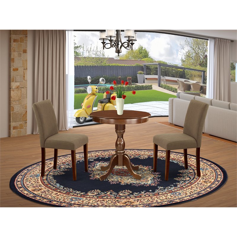 East West Furniture Eden 3-piece Wood Dinette Set in Mahogany