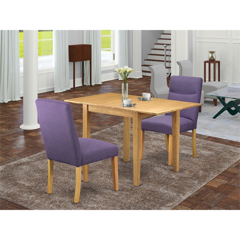 East West Furniture Norden 3-Piece Wood Dining Set in Oak/Dahlia